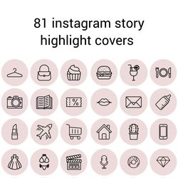 81 pink and black lifestyle instagram highlight icons. minimalism instagram highlights covers.  beautiful icons.