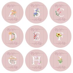26 English Alphabet Instagram Highlight Covers. English Letters with Flowers Social Media Icons. Pink Instagram Icons.