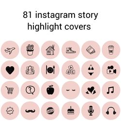 81 Pink and Black Lifestyle Instagram Highlight Icons. Minimalism Instagram Highlights Covers.  Beautiful Icons.