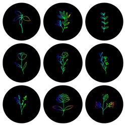 100 black and greenery instagram story highlight covers. bright flowers social media icons. digital download.