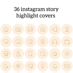 36 beige instagram story highlight covers. Pastel nature social media icons. Digital download.