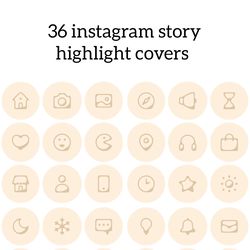 36 beige instagram story highlight covers. pastel nature social media icons. digital download.