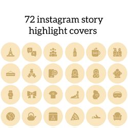 72 beige lifestyle instagram story highlight covers. Cute social media icons. Digital download