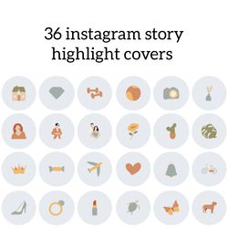 36 grey cute instagram story highlight covers. lifestyle social media icons. digital download