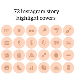 72 beige instagram story highlight covers. Lifestyle social media icons. Digital download