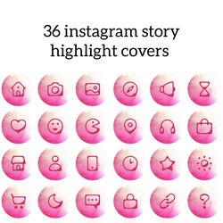 36 pink instagram story highlight covers. Lifestyle social media icons. Digital download