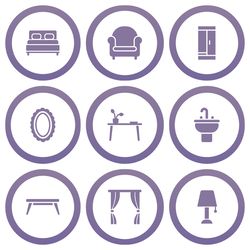 18 purple furniture instagram story highlight covers. Lifestyle social media icons. Digital download