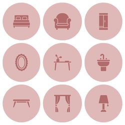 18 pink furniture instagram story highlight covers. Lifestyle social media icons. Digital download