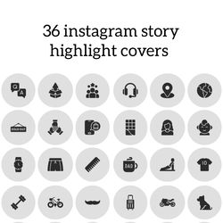 36 mens icons for your beautiful instagram. Style grey mens instagram highlight covers. Digital download.