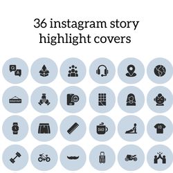 36 mens icons for your beautiful instagram. Style blue mens instagram highlight covers. Digital download.