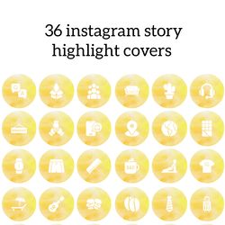 36 mens icons for your beautiful instagram. Style yellow mens instagram highlight covers. Digital download.