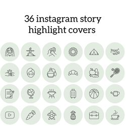 36 Green Lifestyle Instagram Highlight Icons. Minimalism Instagram Highlights Covers. Beautiful Icons.