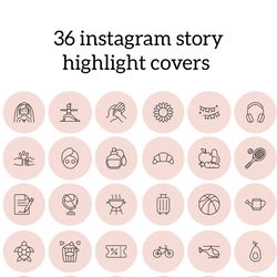 36 Pink Lifestyle Instagram Highlight Icons. Minimalism Instagram Highlights Covers. Beautiful Icons