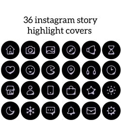 36 Black and Purple Lifestyle Instagram Highlight Icons. Minimalism Instagram Highlights Covers. Beautiful Icons