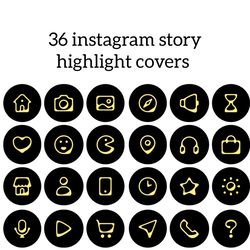 36 Black and Yellow Lifestyle Instagram Highlight Icons. Minimalism Instagram Highlights Covers. Beautiful Icons