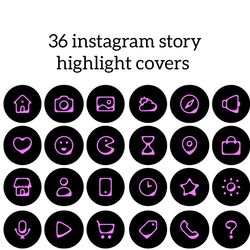 36 Black and Pink Lifestyle Instagram Highlight Icons. Minimalism Instagram Highlights Covers. Beautiful Icons