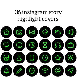 36 Black and Green Lifestyle Instagram Highlight Icons. Style Instagram Highlights Covers. Beautiful Icons.