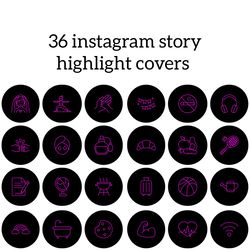 36 Black and Pink Lifestyle Instagram Highlight Icons. Style Instagram Highlights Covers. Beautiful Icons.