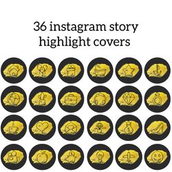 36 Black and Yellow Lifestyle Instagram Highlight Icons. Black Instagram Highlights Covers. Beautiful Icons