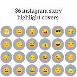 36 Emotions Instagram Highlight Icons. Grey Instagram Highlights Images. Cute Instagram Highlights Covers