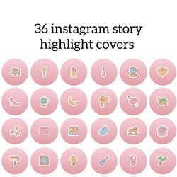 36 colors instagram highlight icons. pink instagram highlights images. cute instagram highlights covers