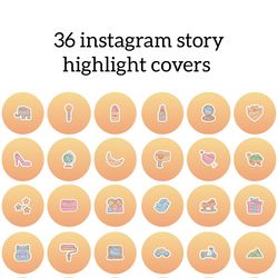 36 Colors Instagram Highlight Icons. Orange Instagram Highlights Images. Cute Instagram Highlights Covers
