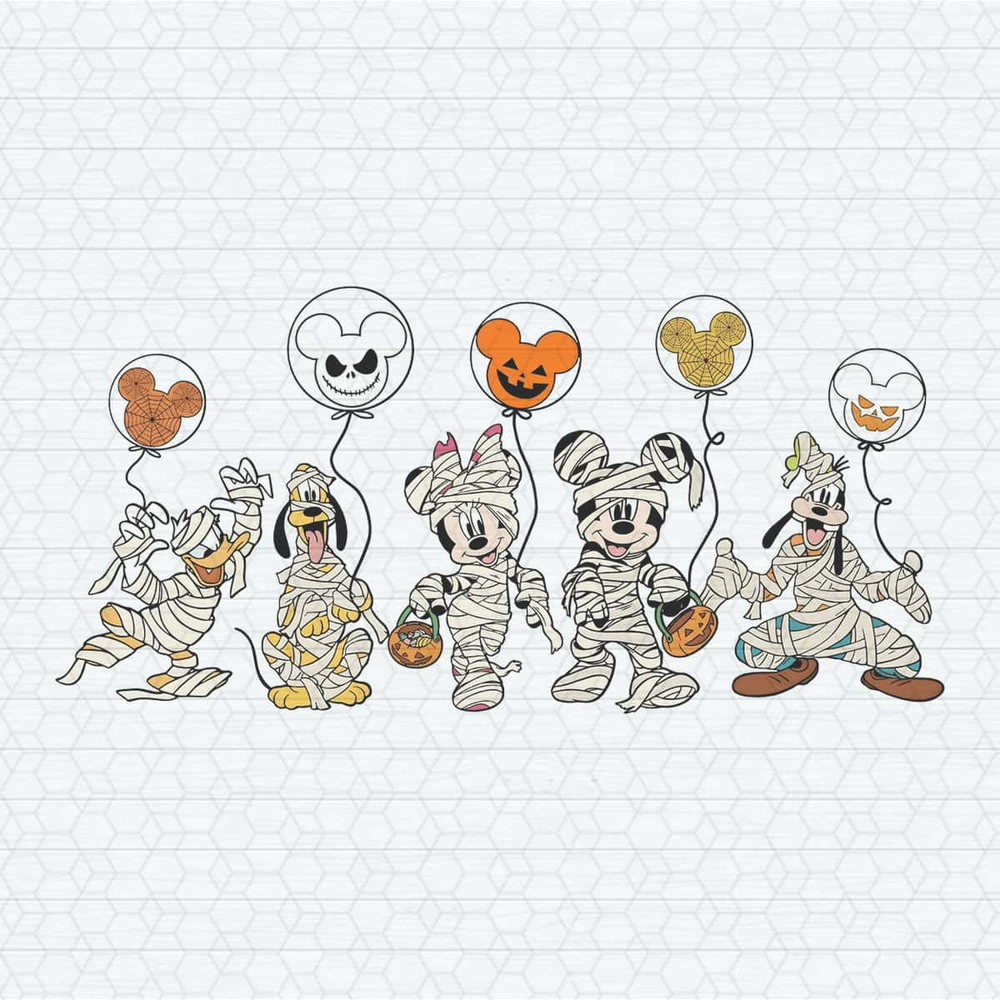 Funny Disney Halloween Mickey And Friends Balloons PNG.jpg
