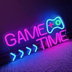 GAME TIME LED Neon Sign Wall Decor Gaming Neon Sign for Bedroom USB Powered Room Neon Sign Game Neon Sign for Boys Room