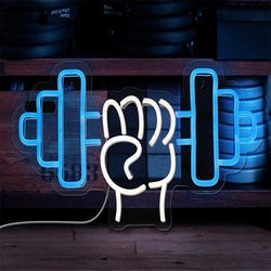 Barbell Weightlifting Neon Sign Dumbbell LED Light Gym Wall Decoration for Workout Room Fitness Sport Club Teens Boys