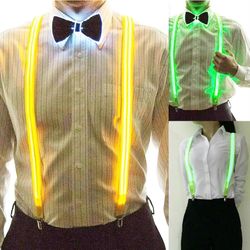 Light Up Men's Led Suspenders Bow Tie Perfect For Music Suspenders Illuminated Led Festival Costume Party