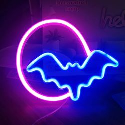 Bat Neon Sign LED Night Lights USB Battery Powered Halloween Wall Decoration Indoor Neon Wall Hanging Lamp For Home Bar