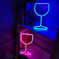 LED Goblet Neon Light Luminous Festival Atmosphere KTV Bar Wineglass Neon Lamp For Home Party Decoration Adult Kid Gift