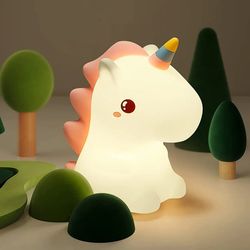Unicorn Cute Silicone LED Night Light For Kids children USB Rechargeable Cartoon Animal bedroom decor Touch Night Lamp