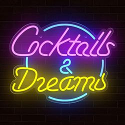 Cocktails Dream Beer Neon Sign Acrylic LED Neon Lighted Sign USB Dimmer Switch For Beer Bar Store Club Party Wall Decor