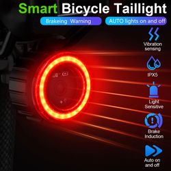 New Bicycle Smart Auto Brake Sensing Light Waterproof LED Charging Cycling Taillight Bike Rear Light Warn Bicycle