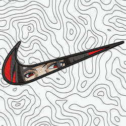 nike x itachi embroidery design file pes. anime naruto embroidery design. machine embroidery pattern, swoosh embroidery