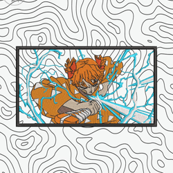 zenitsu embroidery design file, kimetsu no yaiba anime embroidery design, machine embroidery, anime pes