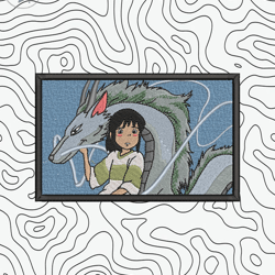chihiro embroidery design file, spirited away anime embroidery design, machine embroidery file. ghibli embroidery