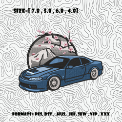 nissan silvia embroidery design file. japan sakura embroidery pattern digital design instant download.