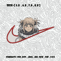 nike himiko toga embroidery design file, my hero academia anime embroidery design, himiko toga anime pes digital