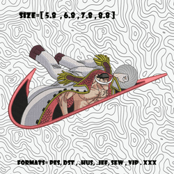 edward newgate embroidery design, one piece embroidery, nike design, embroidered shirt, anime shirt, digital download