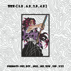 kokushibo embroidery design, kokushibo embroidery, anime design, anime embroidery, embroidery shirt, digital download