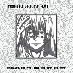 mahito embroidery design file / jujutsu kaisen anime embroidery design/ machine embroidery format pes dst jef, digital
