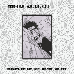 obito embroidery design file, naruto anime embroidery design, machine design pes dst. mad obito embroidery