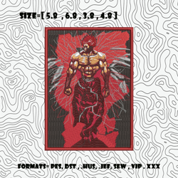 yujiro hanma embroidery design, anime embroidery, logo brand embroidery, embroidery file, instant download.