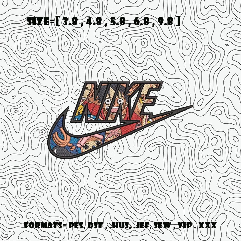 Nike Monkey D Luffy Embroidery Design File One Piece Anime Embroidery Design Machine Embroidery Embroidery Anime 0