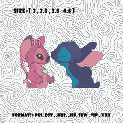 stitch blue & pink watermelon embroidery, stitch embroidery file, cartoon machine embroidered digital design files