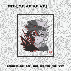 astaa anime embroidery design, black clover embroidery design, embroidery shirt, anime design, instant download.