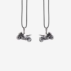 suzuki gsx-r motorcycle extremely miniature pendant, sterling silver.