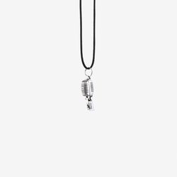 microphone shure 55sh miniature pendant, sterling silver.